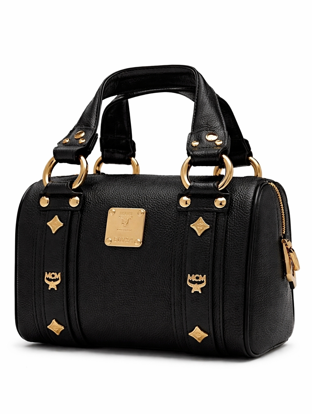 MCM Black Leather Mini Satchel Bag Gold Hardware München Plate- Price Firm